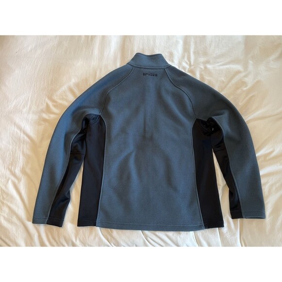 Spyder Jacket Quarter Zip Knit Pullover Jacket Blue Thermaweb Sweater Men’s Med - Picture 2 of 9